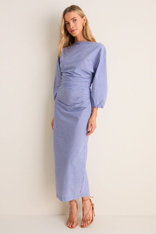 Blue Microvichy Ezra Dress