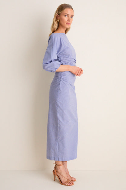 Blue Microvichy Ezra Dress