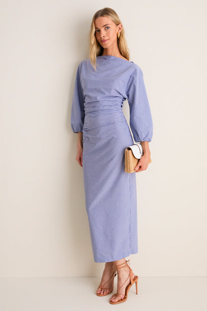 Blue Microvichy Ezra Dress