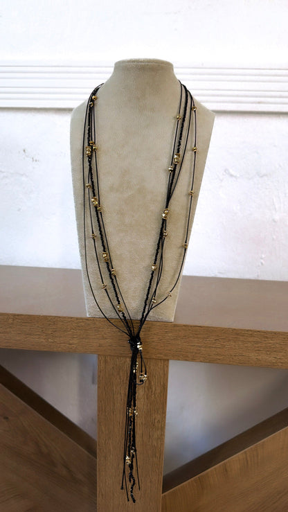 Layered Knot Necklace, Black