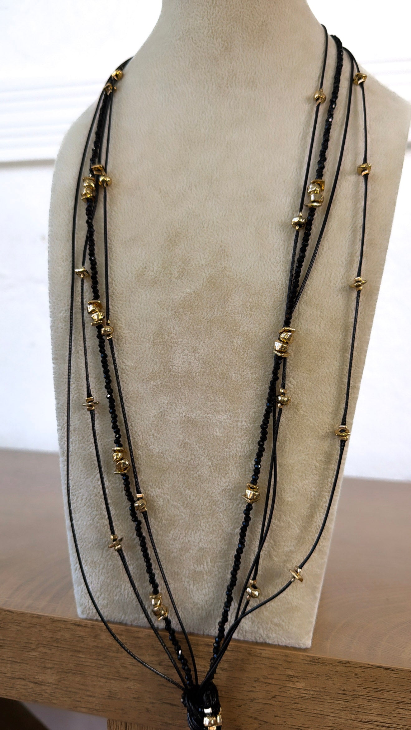 Layered Knot Necklace, Black