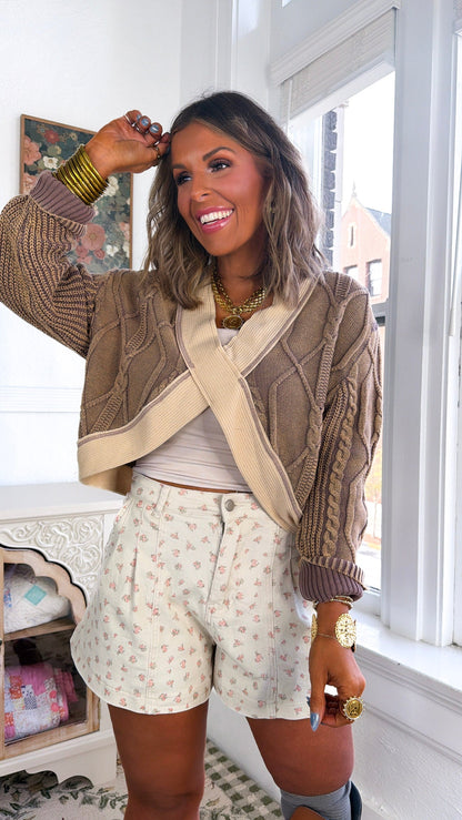 ECB Exclusive: Texture Criss Cross Top, Dusty Choco