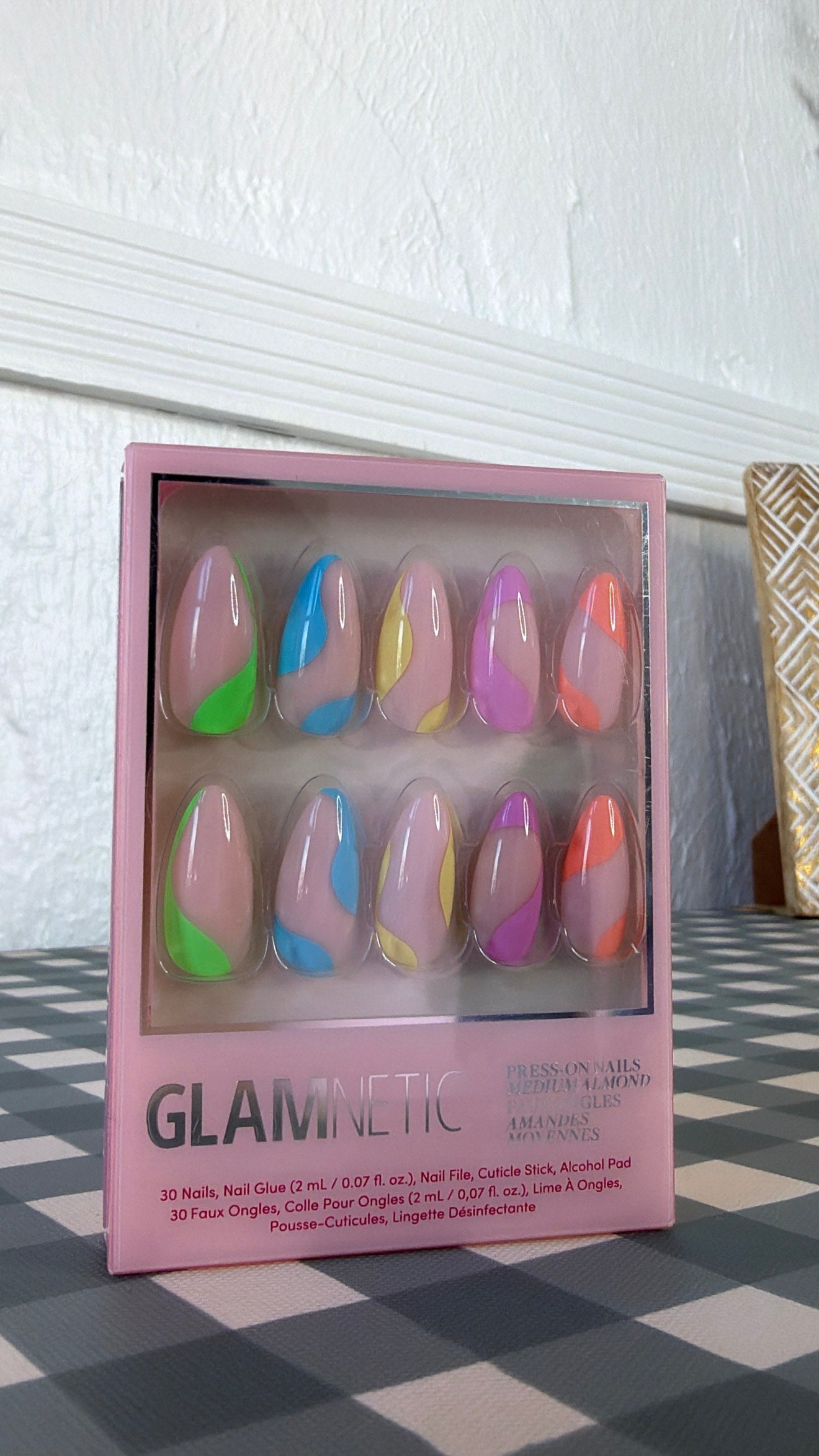 Rainbow Puff Press-On Nails |Medium Almond Multicolor Summer