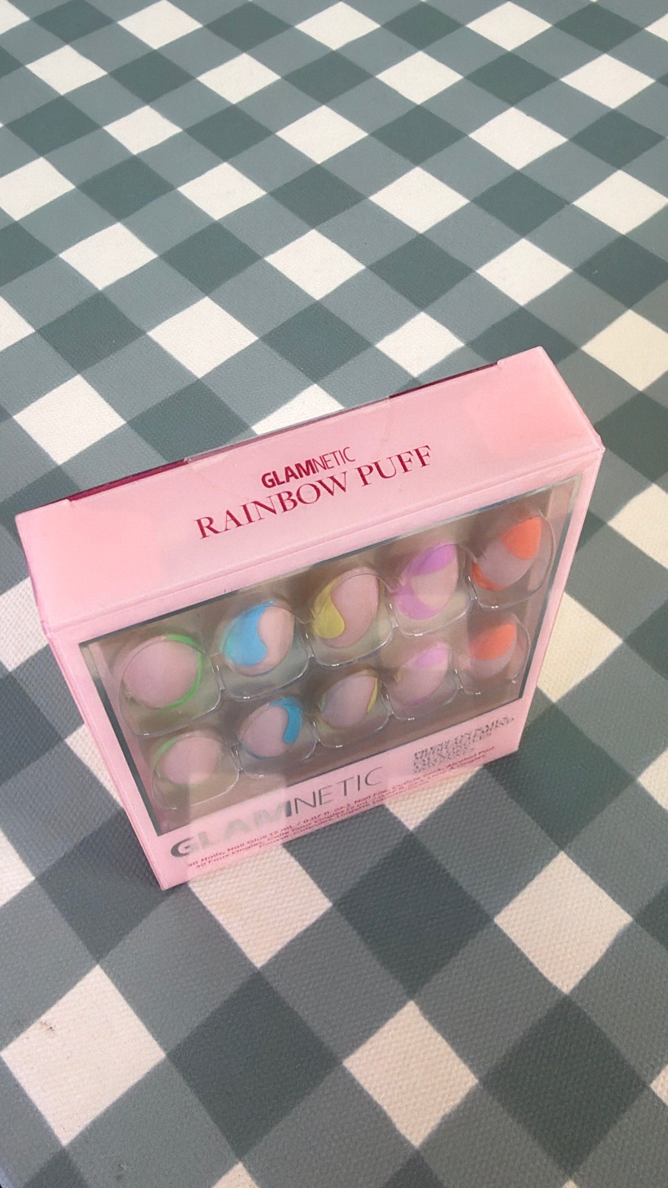 Rainbow Puff Press-On Nails |Medium Almond Multicolor Summer