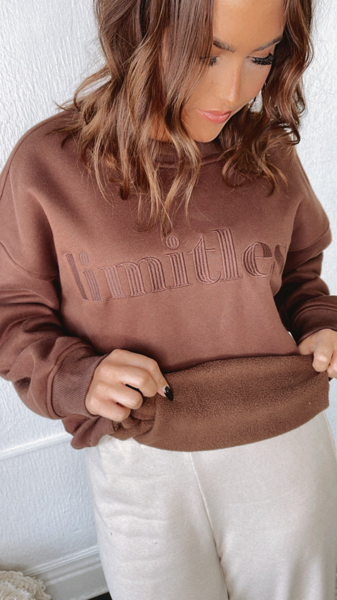 Limitless Embroidered Sweatshirt, Brown