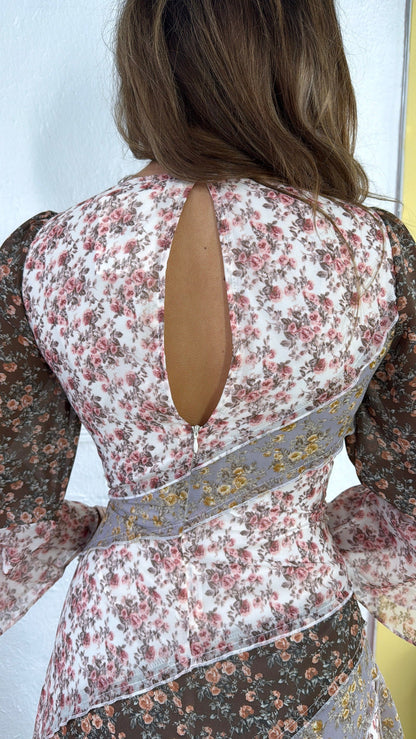 Boho Bloom Floral Print Chiffon Maxi Dress