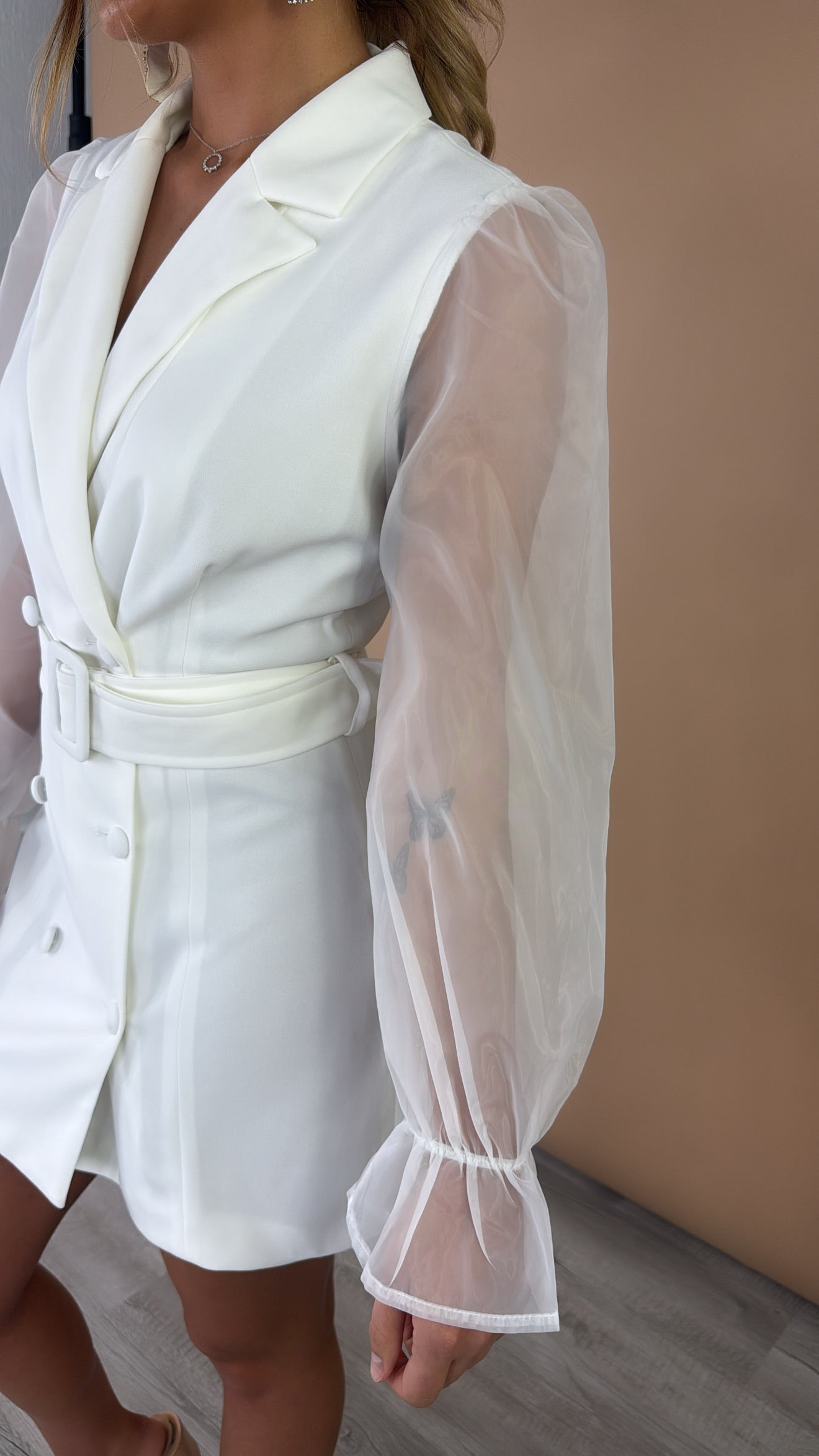 Let's Meet Up Blazer Dress, White