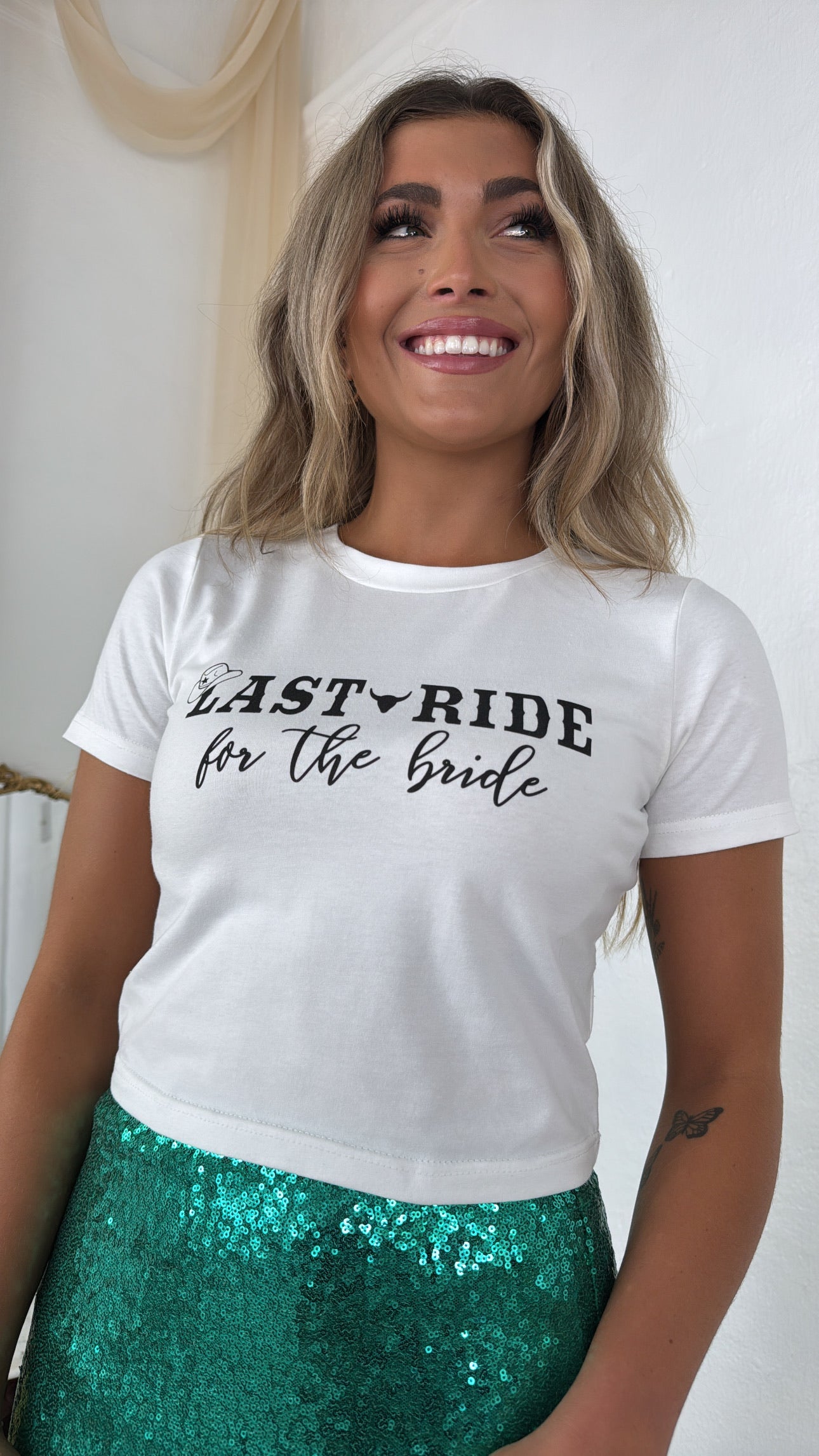 Last Ride For The Bride Baby Tee, White