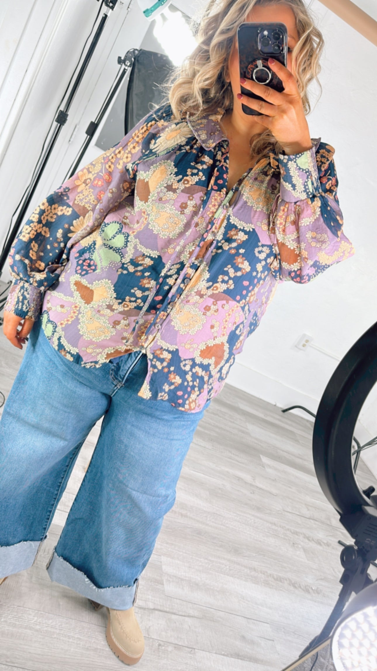 New Groove Floral Printed Top, Purple