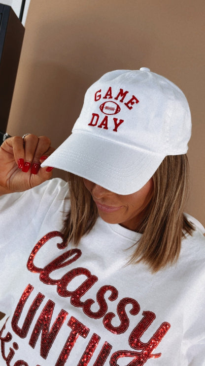 Game Day Ball Cap, White/Red