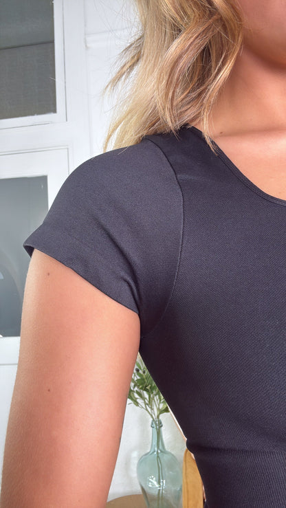 Cap Sleeve Square Neck Crop Top