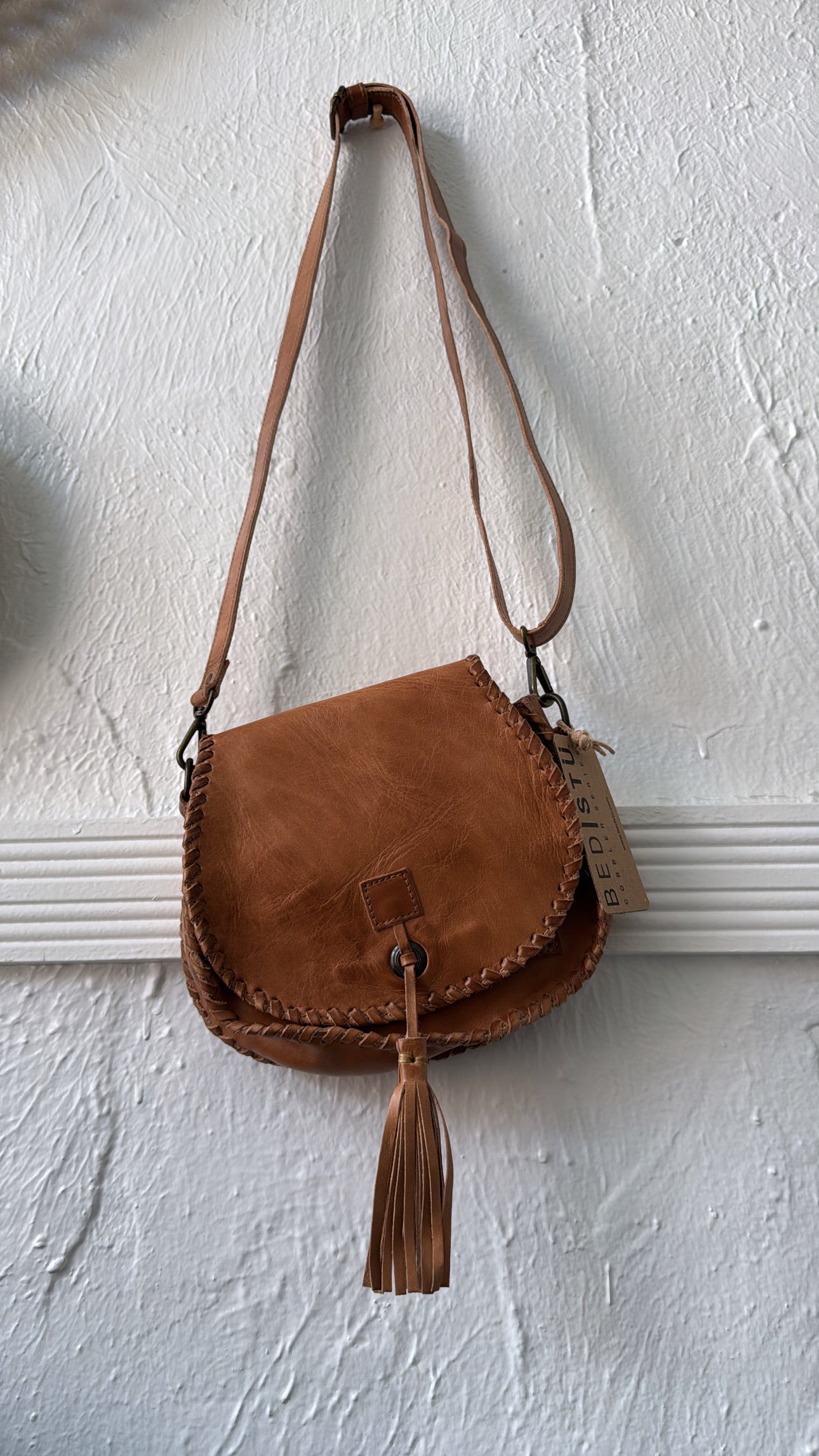 Bedstu Half Moon Crossbody, Tan Rustic