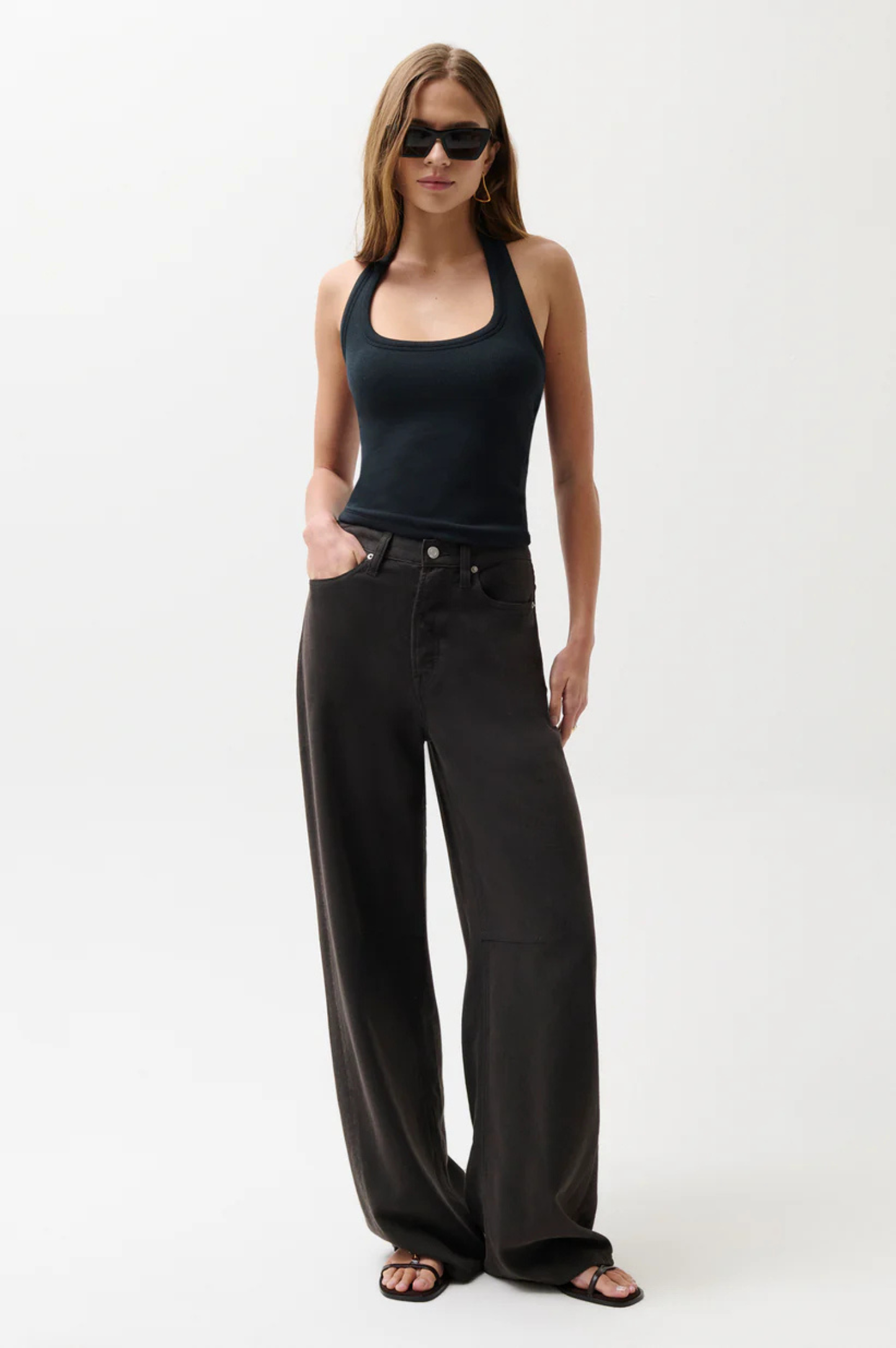 Sydney High Rise Bowed Linen Wide - Bristol Black