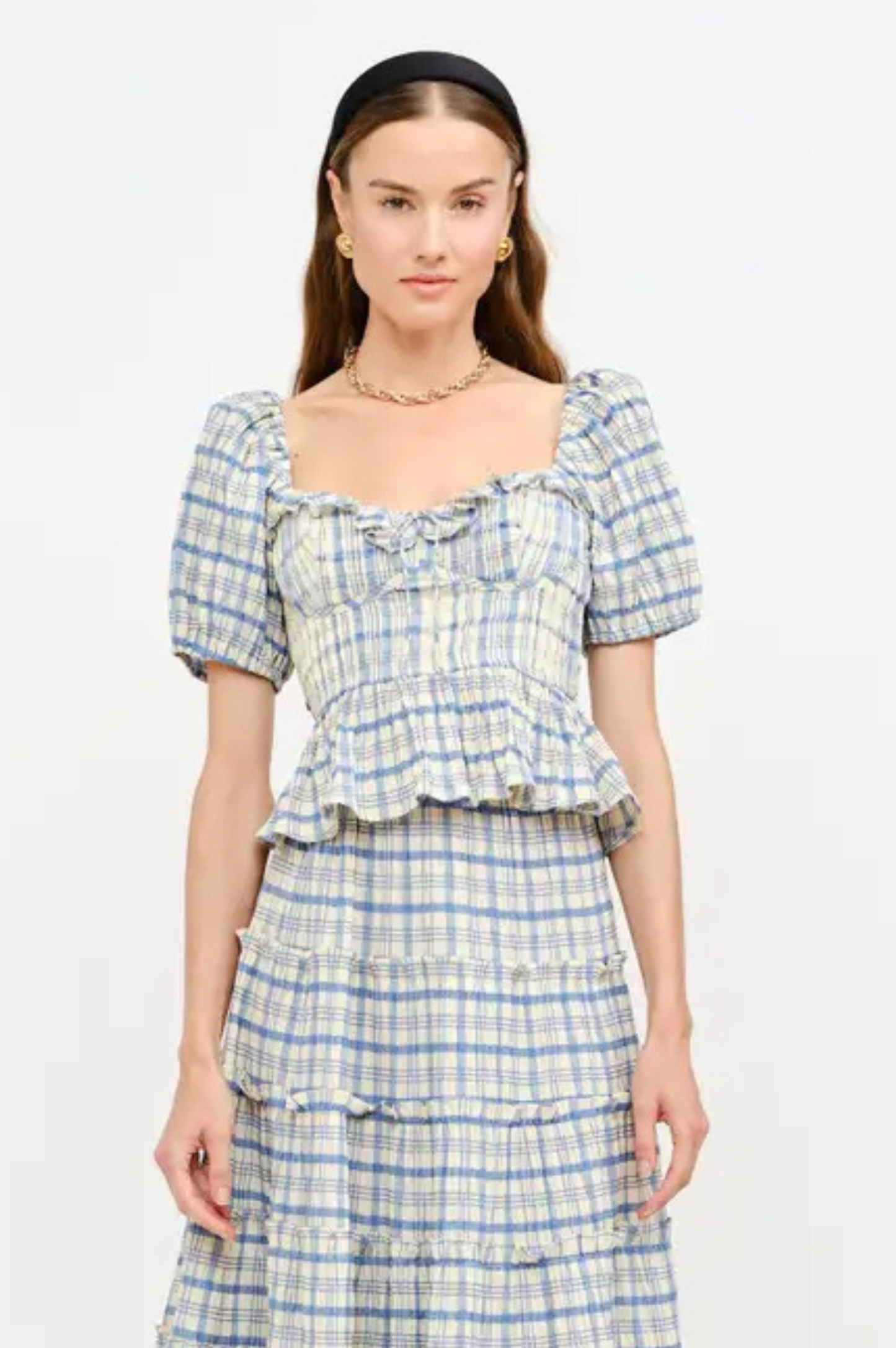 Clemence Plaid Top