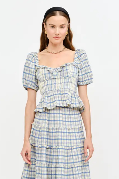 Clemence Plaid Top