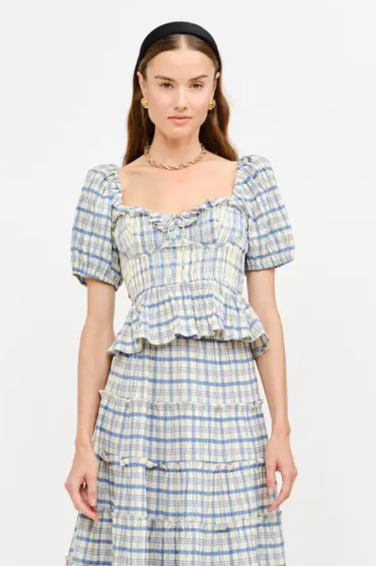 Clemence Plaid Top