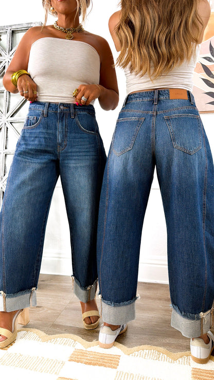 Canvas Curve Barrel Denim, Dark Wash