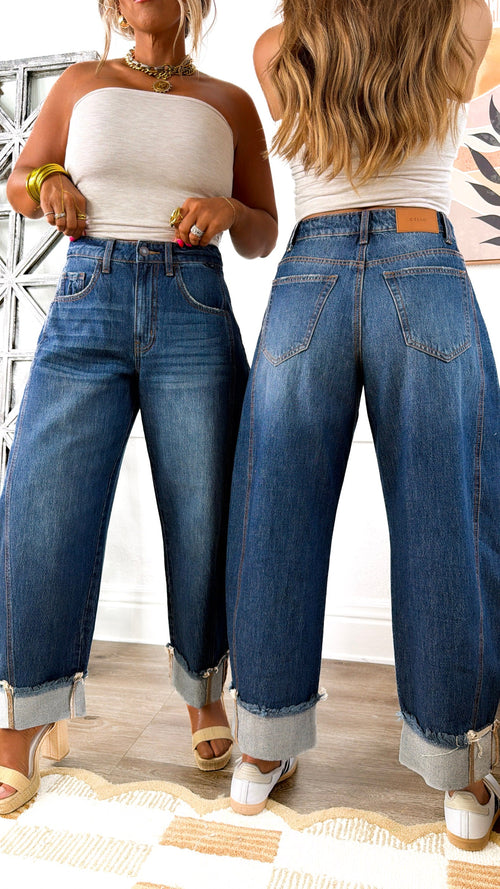 Canvas Curve Barrel Denim, Dark Wash