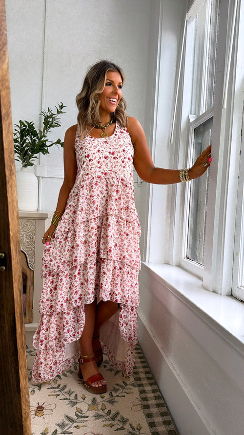 Honeylace Midi Dress, Blush Multi