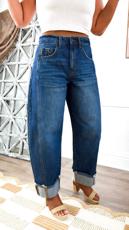 Canvas Curve Barrel Denim, Dark Wash