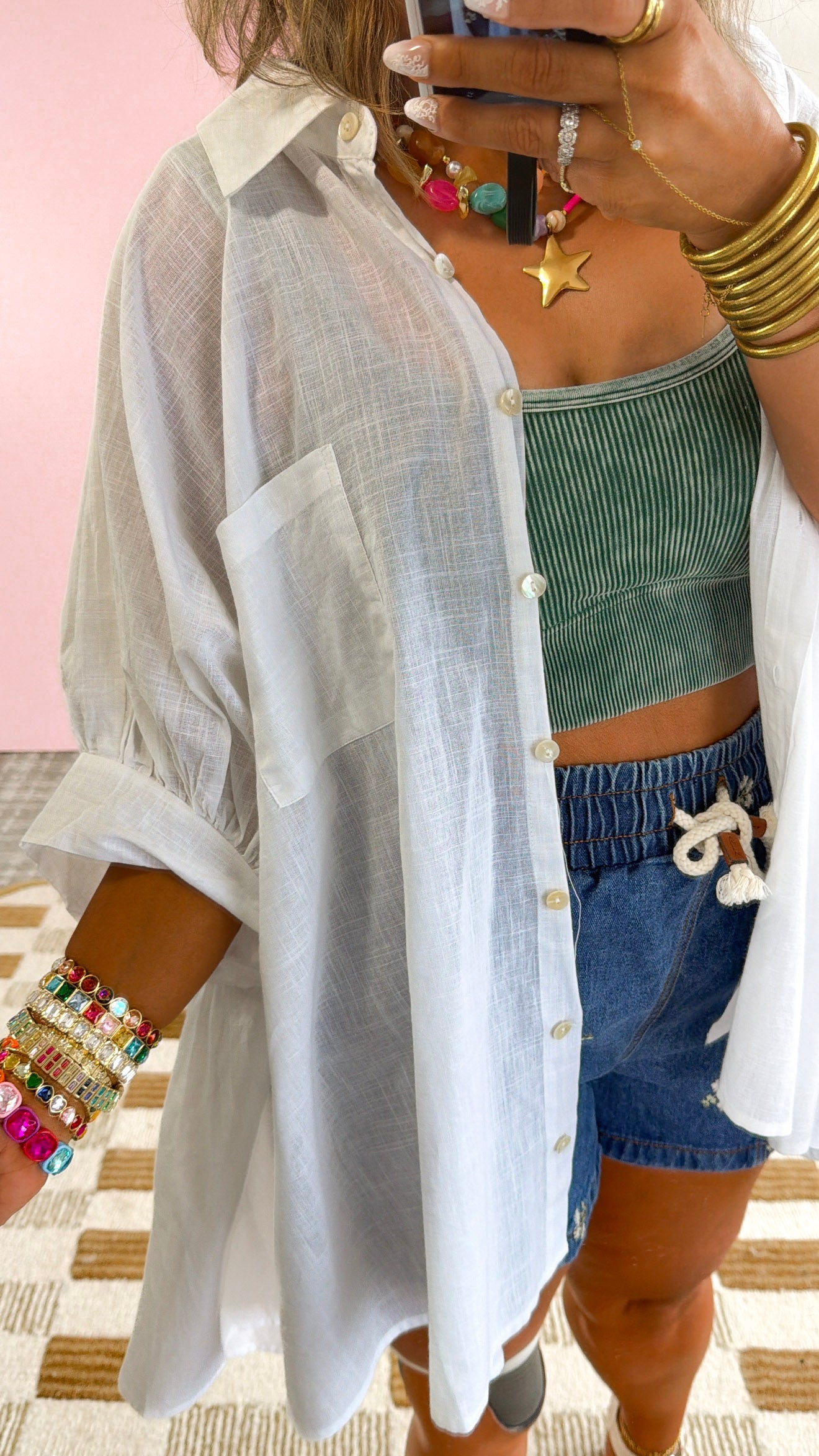 Relaxed Button Up, White