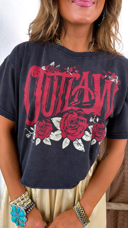 Outlaw Washed Graphic Tee, Grey