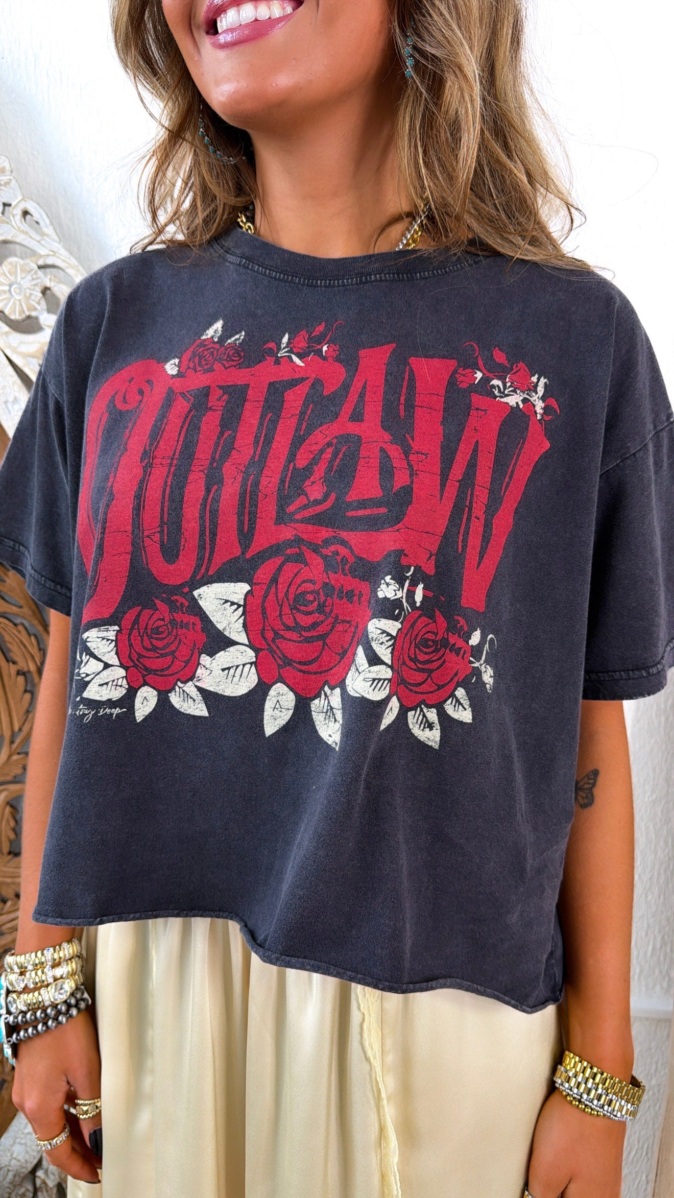 Outlaw Washed Graphic Tee, Grey