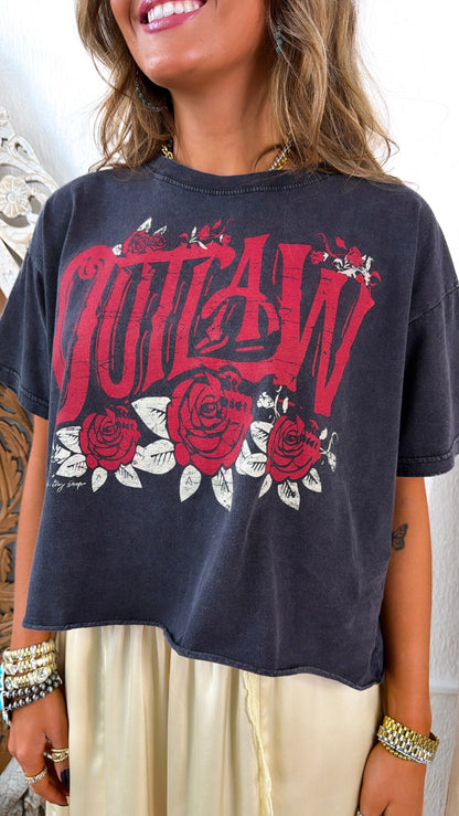 Outlaw Washed Graphic Tee, Grey