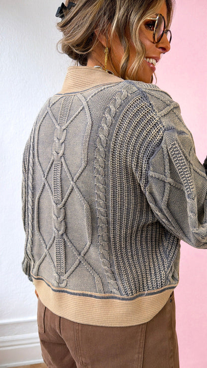 ECB Exclusive: Texture Criss Cross Top, Rust Charcoal