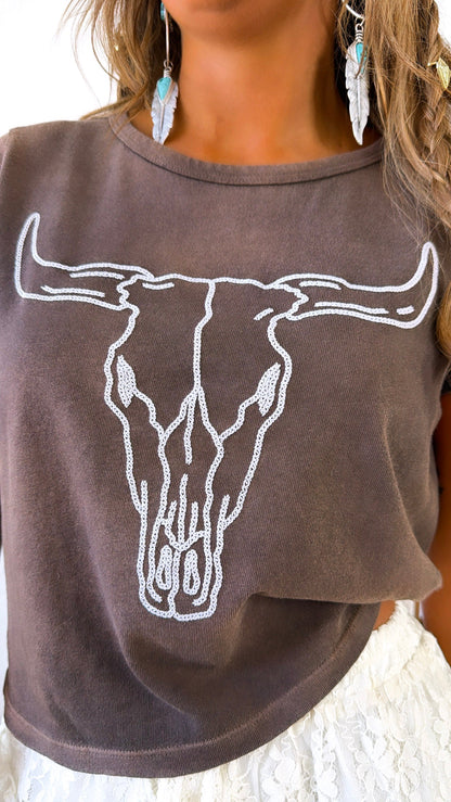 Long Horn Graphic Tee, Espresso