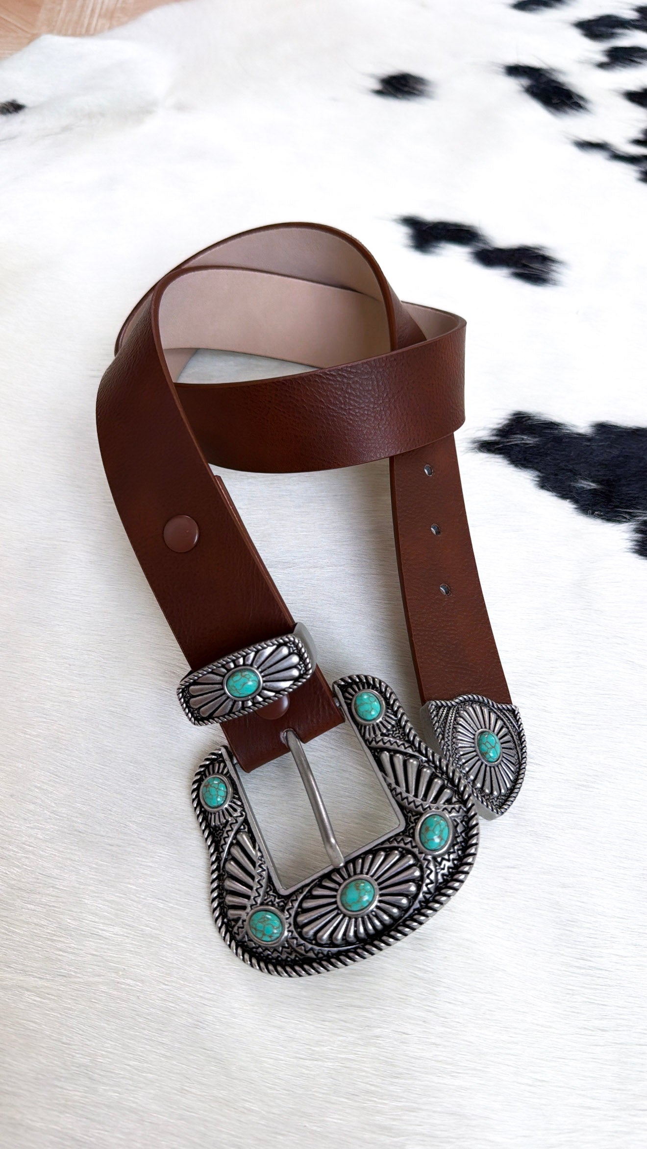 Buckle Loop Tie Stone Belt, Tan