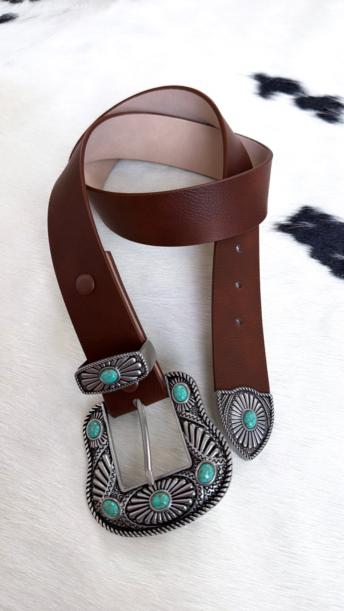 Buckle Loop Tie Stone Belt, Tan