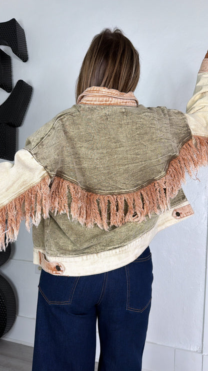 Margot Washed Colorblock Distressed Jacket