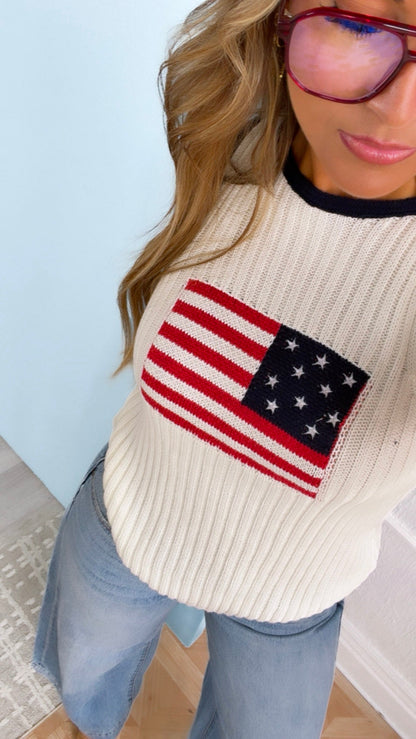 Fun & Free Sweater Tank, White/Navy