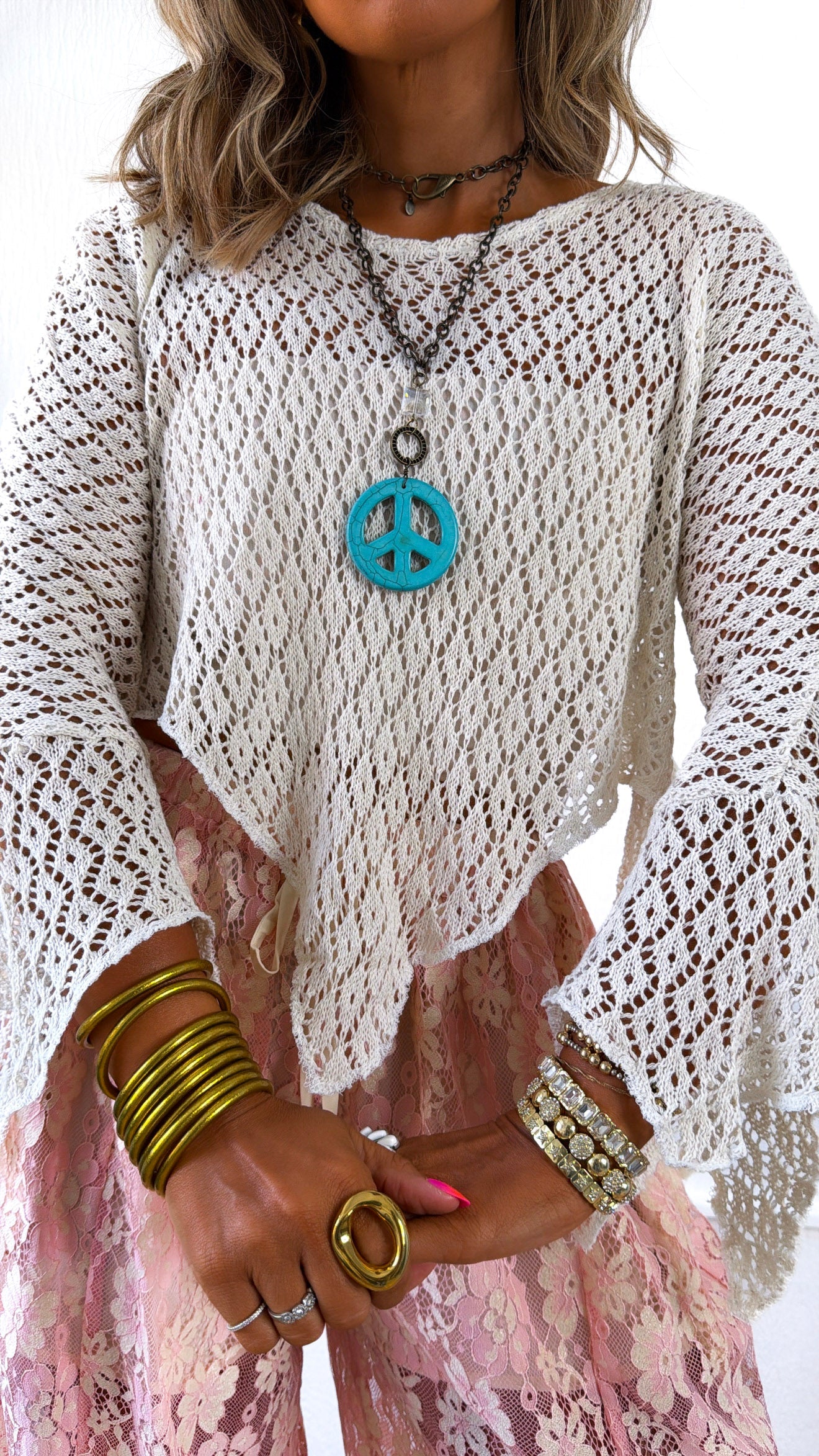 Free Spirit Crochet Top, Natural