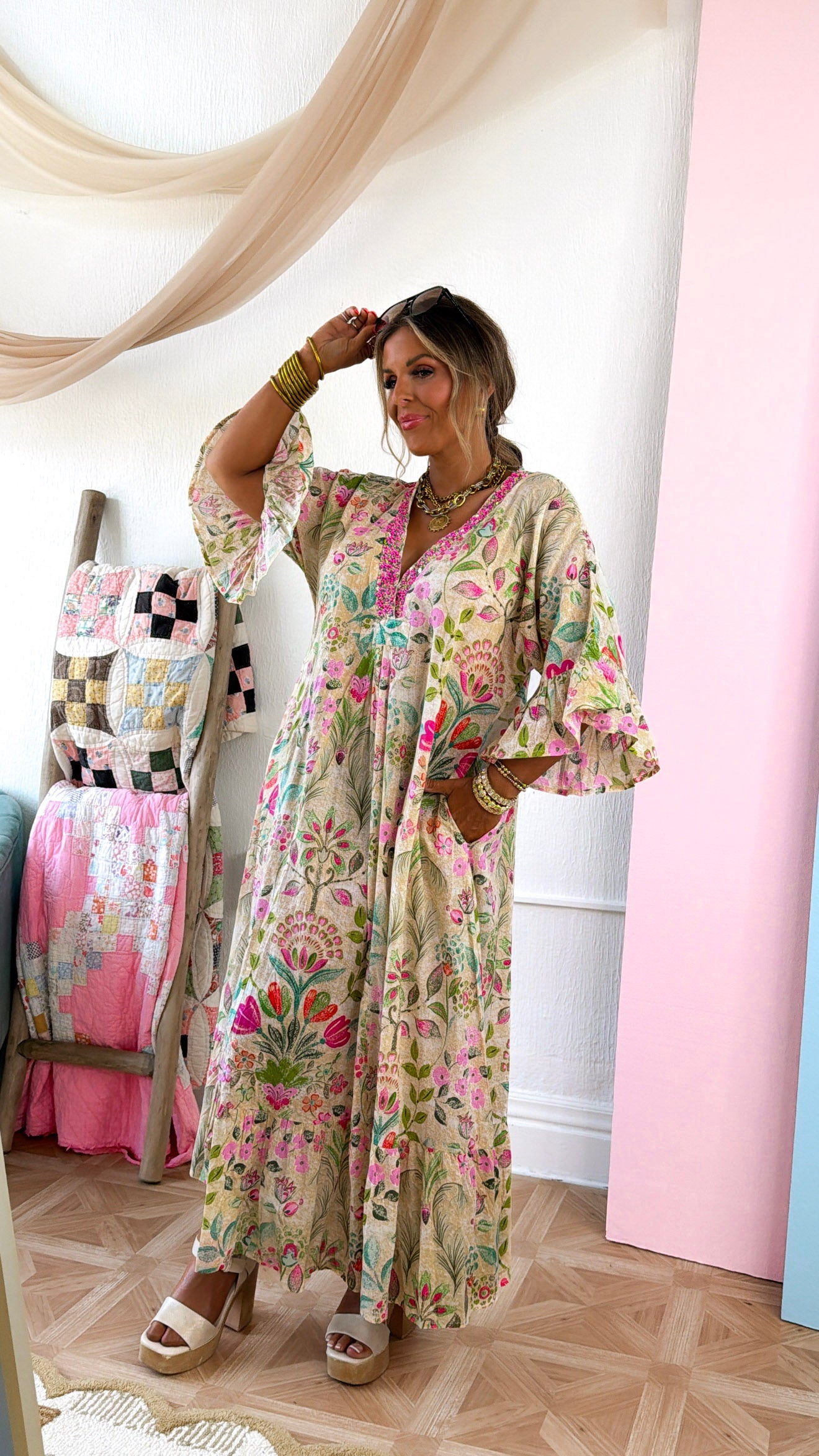 Flower Child Maxi Dress, Vanilla Multi
