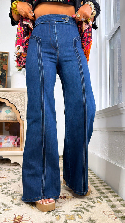 Dallas Wide Leg Denim, Dark Denim