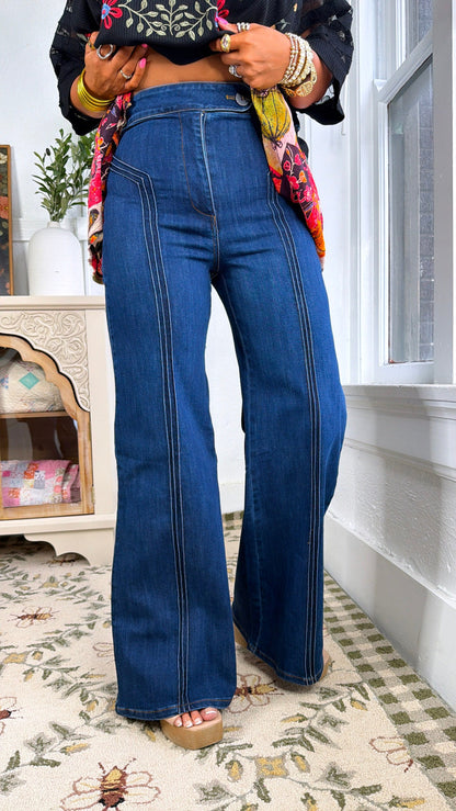 Dallas Wide Leg Denim, Dark Denim
