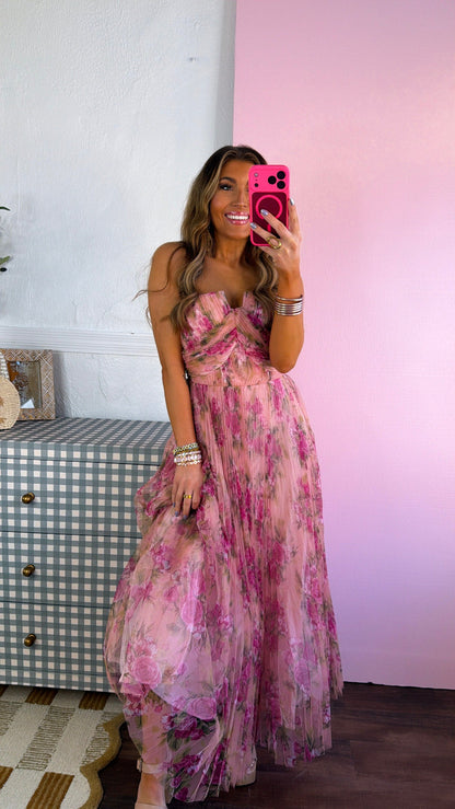 Garden Goddess Maxi Dress, Blush Pink