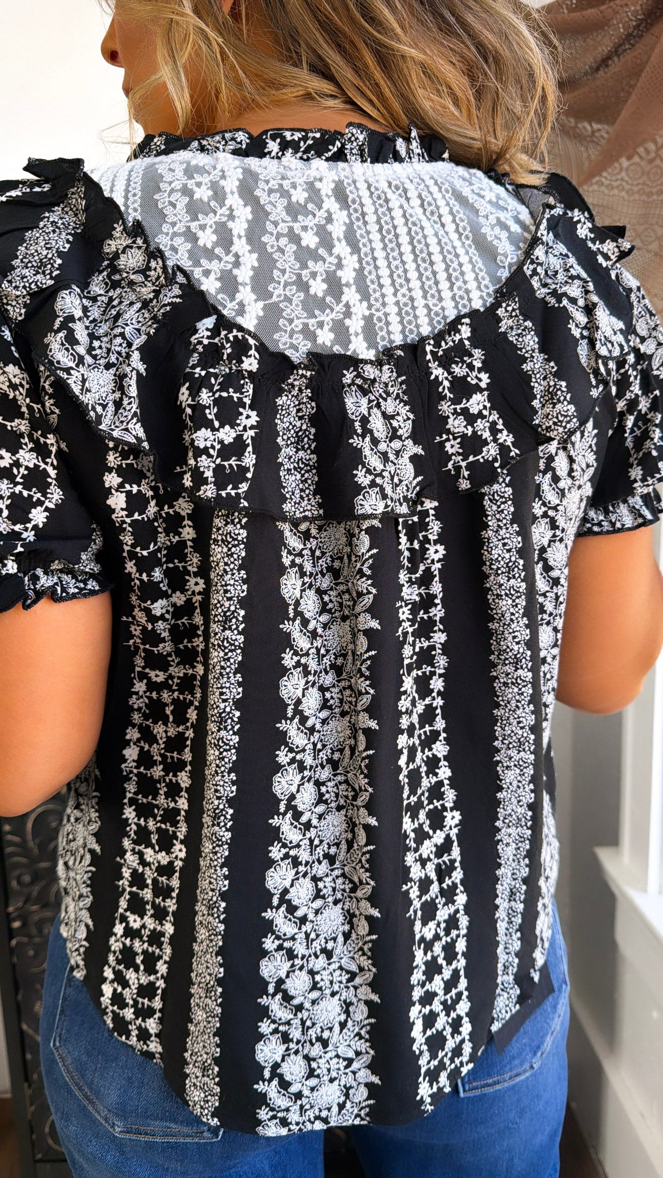 Bethany Floral Blouse, Black