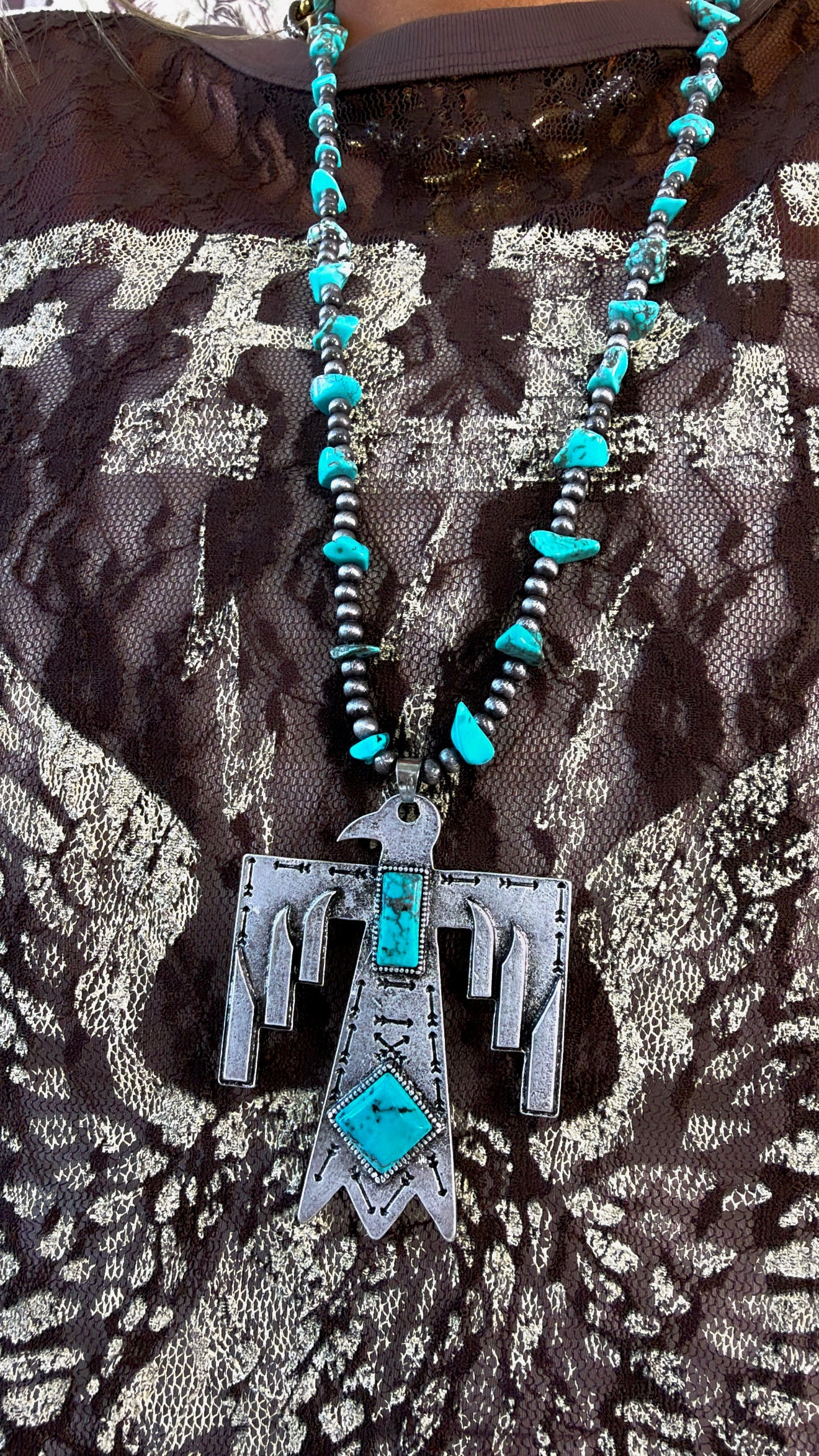 Handmade Western Thunderbird Necklace
