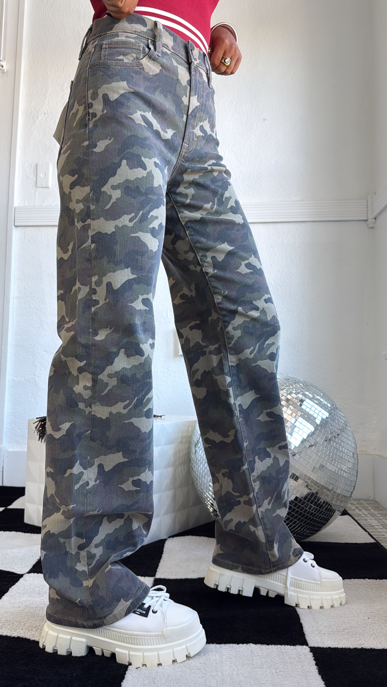 HIDDEN: Rebel Terrain Wide Leg Camo Jeans