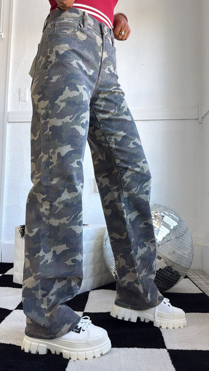 HIDDEN: Rebel Terrain Wide Leg Camo Jeans