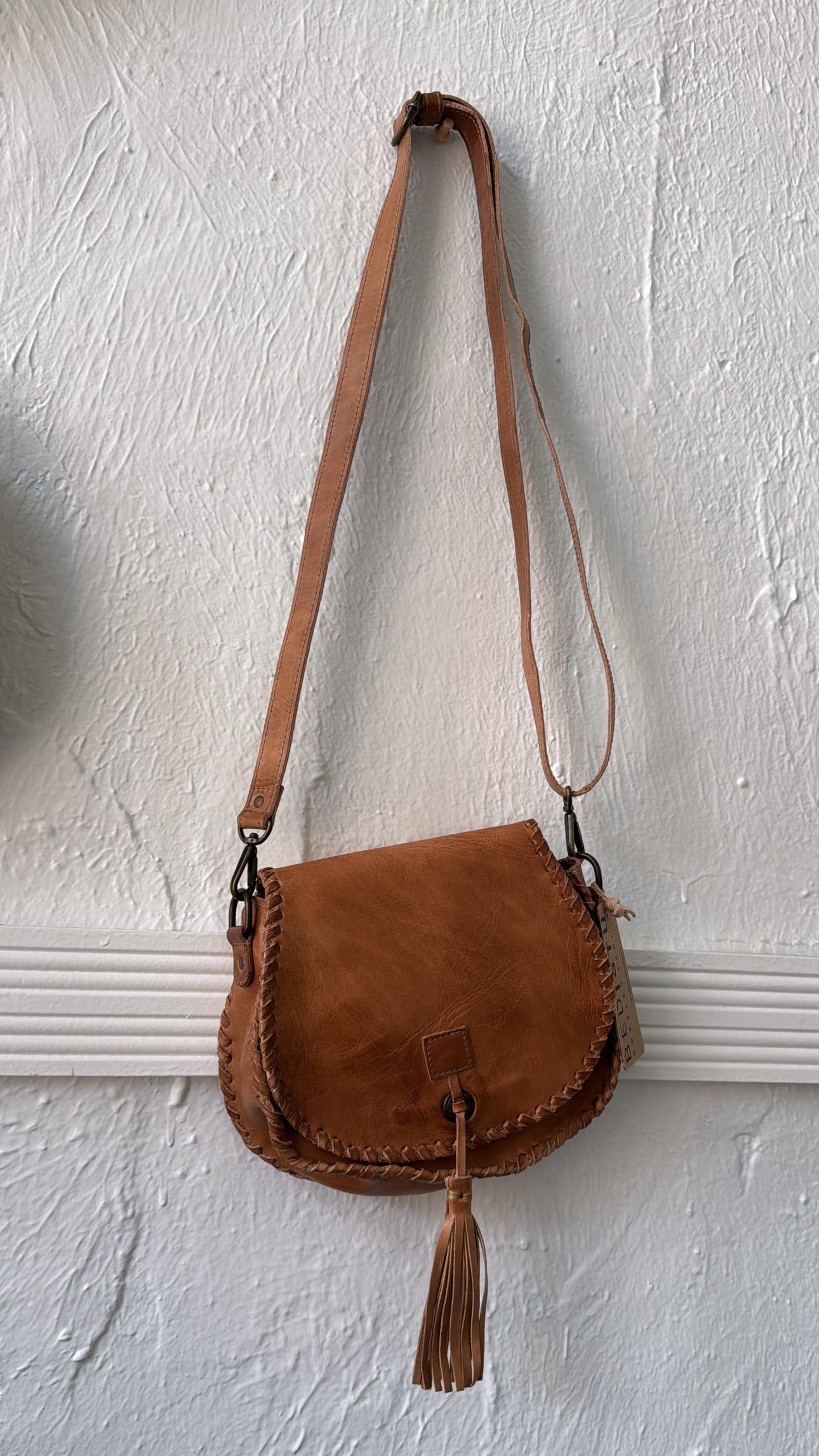 Bedstu Half Moon Crossbody, Tan Rustic