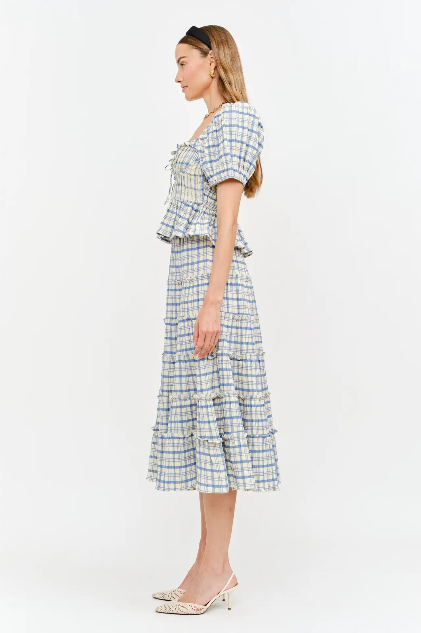 Clemence Plaid Top