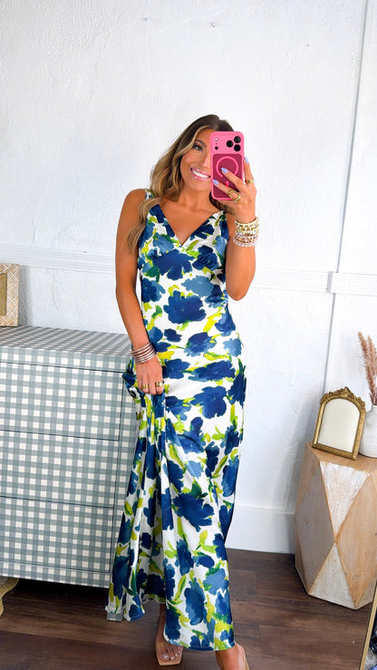 Garden Grace Maxi Dress, Blue