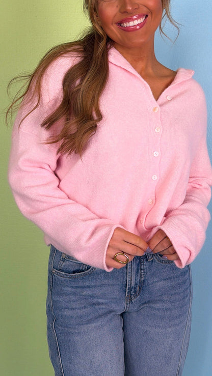 Penelope Knit Cardigan, Baby Pink