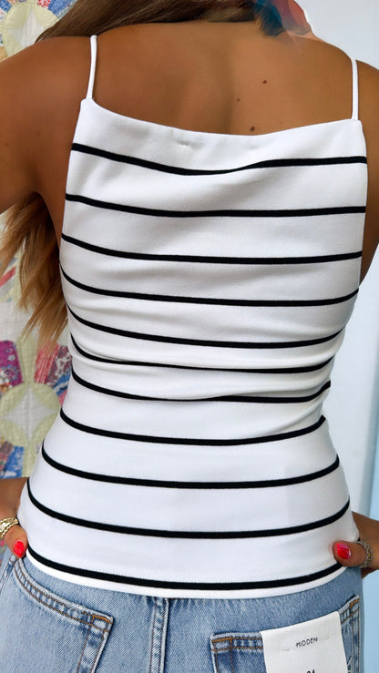 City Stripe Tank, Off White/ Black