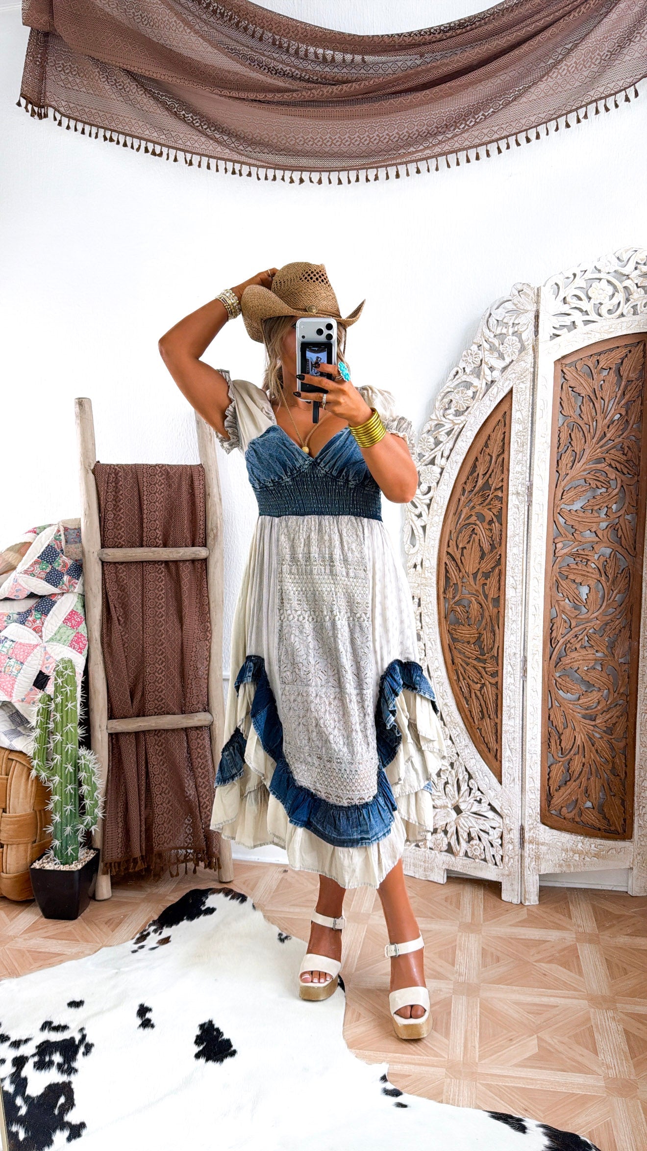 Denim Dreams Maxi Dress, Latte