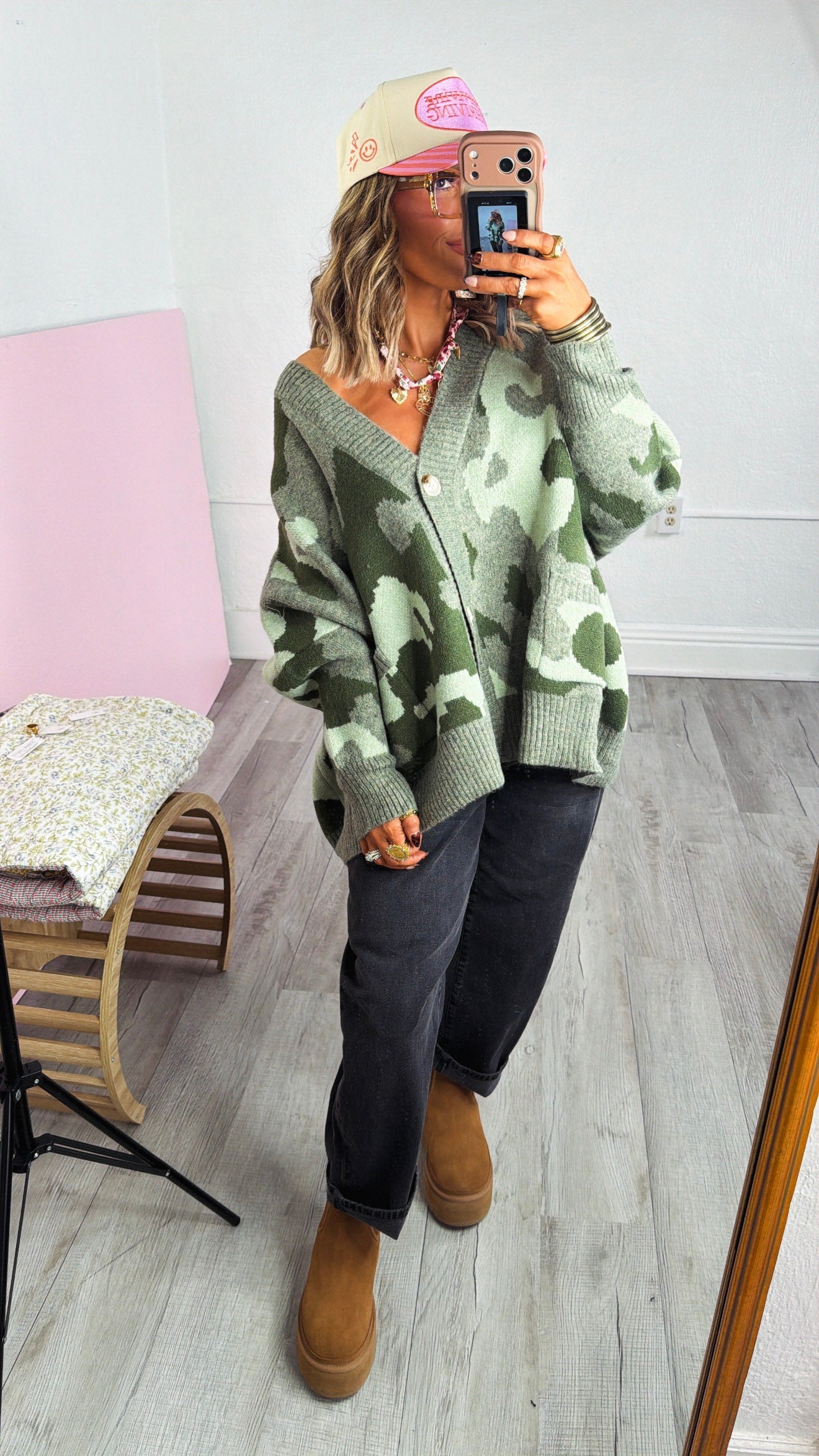Camo Chill Cardigan, Olive